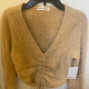 Tan soft tie sweater top-Society 212 (New-Sz S)